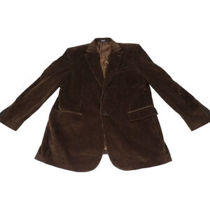Meeting Street Mens Corduroy Blazer 44L Long Brown Double Button Career Party